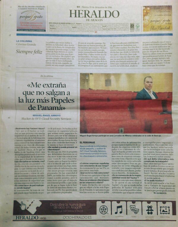Empresarios5V's tweet photo. Compartimos la entrevista en @heraldoes a @Miguel_Arroyo76 experto #Hacker y ponente en las Jornadas de #SeguridadInformatica de la #AECV https://t.co/0lzYM9g4ik