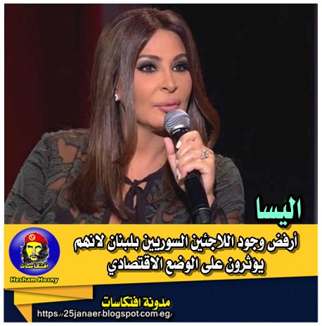 اليسا : أرفض وجود اللاجئين السوريين بلبنان لانهم يؤثرون على الوضع الاقتصادي