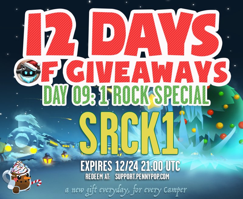 battlecamp's tweet photo. On the 9th day of codes, the penguin gave to me... DOUBLE CODES :D Happy holidays Campers! We love you all <3 #Codesmas https://t.co/uTJ7DccsLv