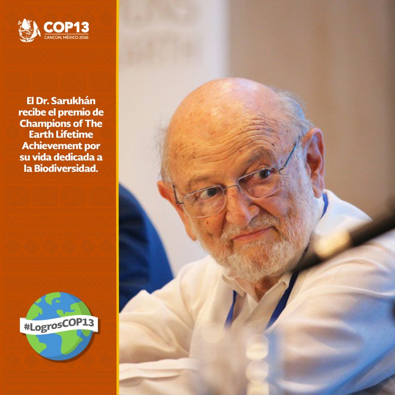 El Dr. José Sarukhán fue galardonado gracias a su trabajo, que se ha reflejado en planes de acción y grandes logros. #COP13 #LogrosCOP13