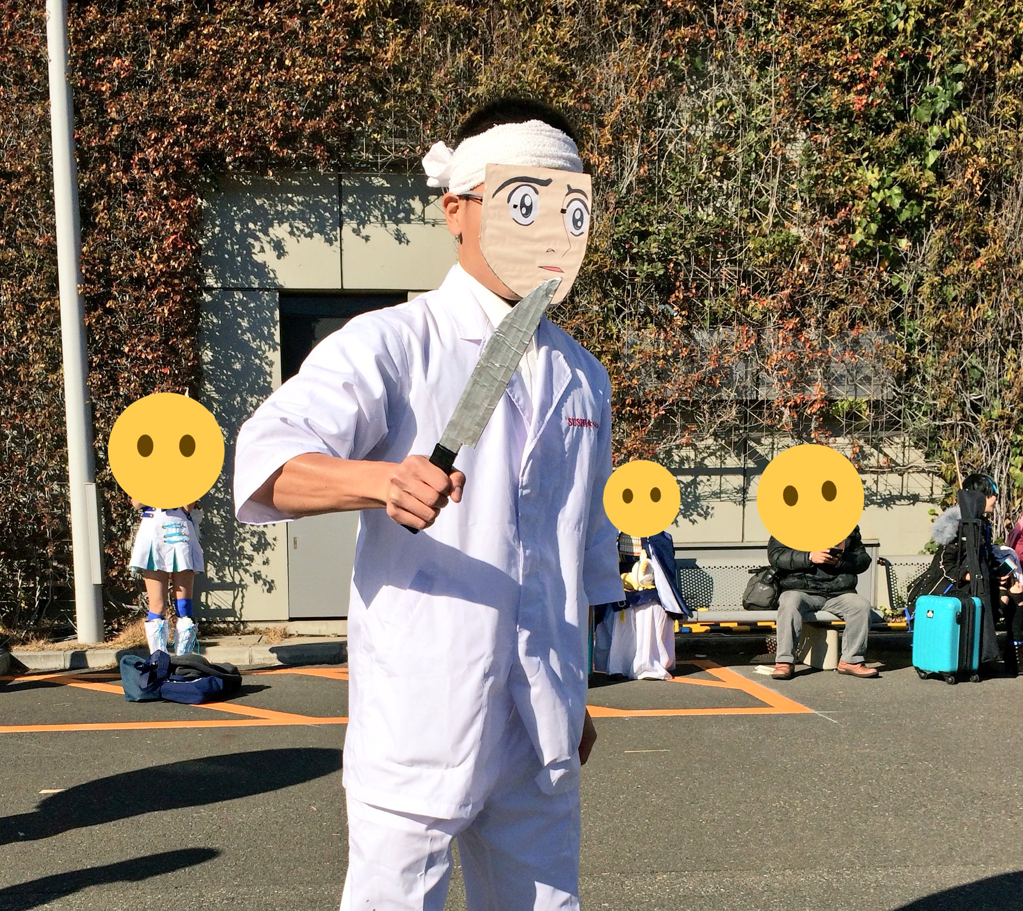 ｺｺｼｶﾞ Cr2 多分初であろう築地魚河岸三代目のあの画像のコスです 包丁の位置がガバってるのはゆるして C91コスプレ C91