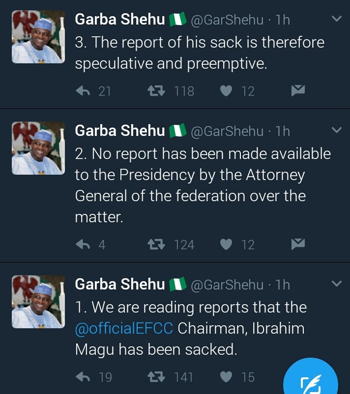 See the quick defense and response the Presidency have to rumors about Magu's sack shamefully same isn't the case 4 #SouthernKadunaKillings😞