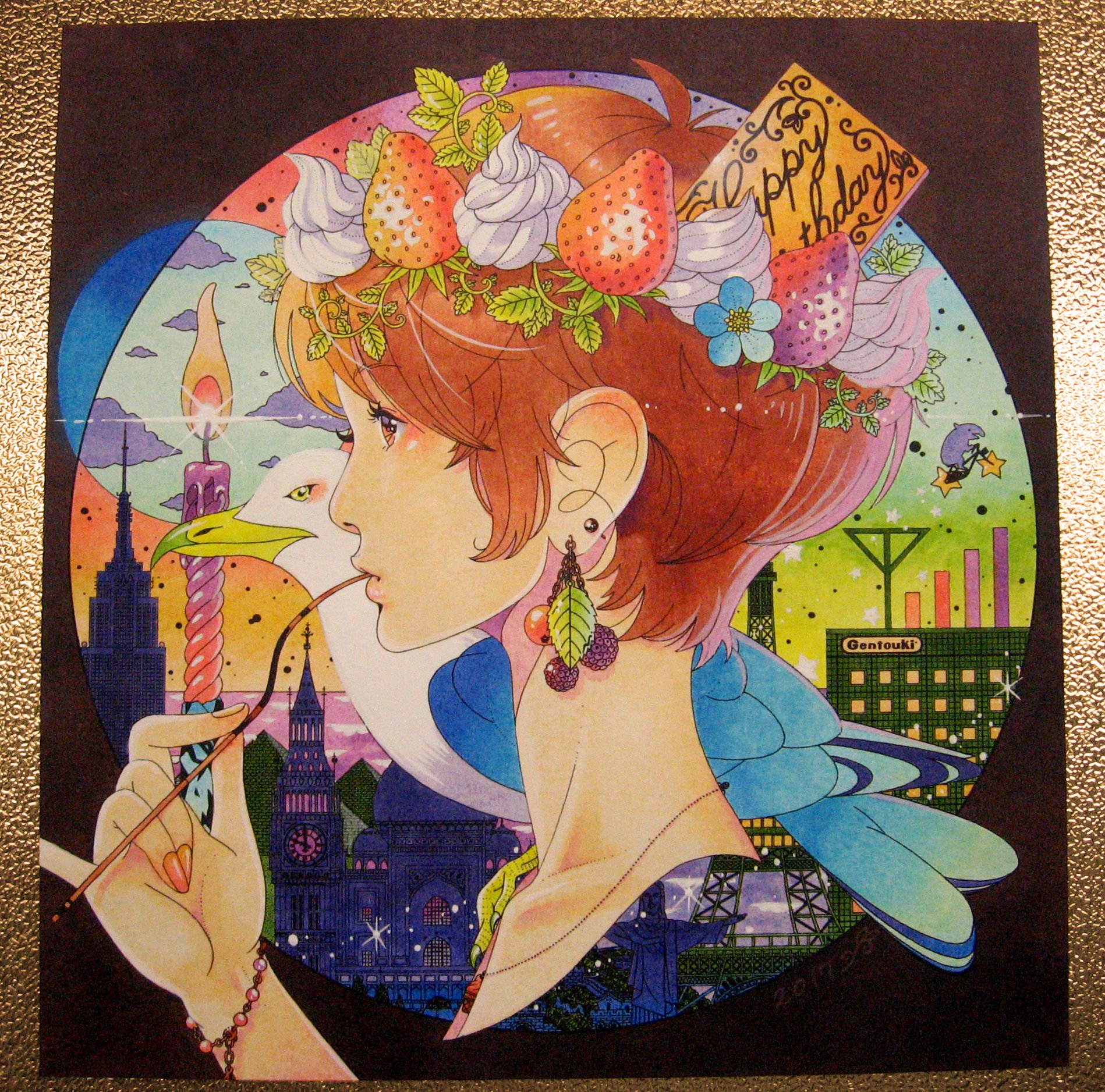 智 Tomo Pa Twitter ３枚目完成です 製作時間 約11時間 使用画材 コピック ポスターカラー 白 ミスノン パステル 青 白 色鉛筆 ピンク 紫 こんなに画材を総動員したのは 何年振りでしょう 17年に向けて 特別な１枚となりました