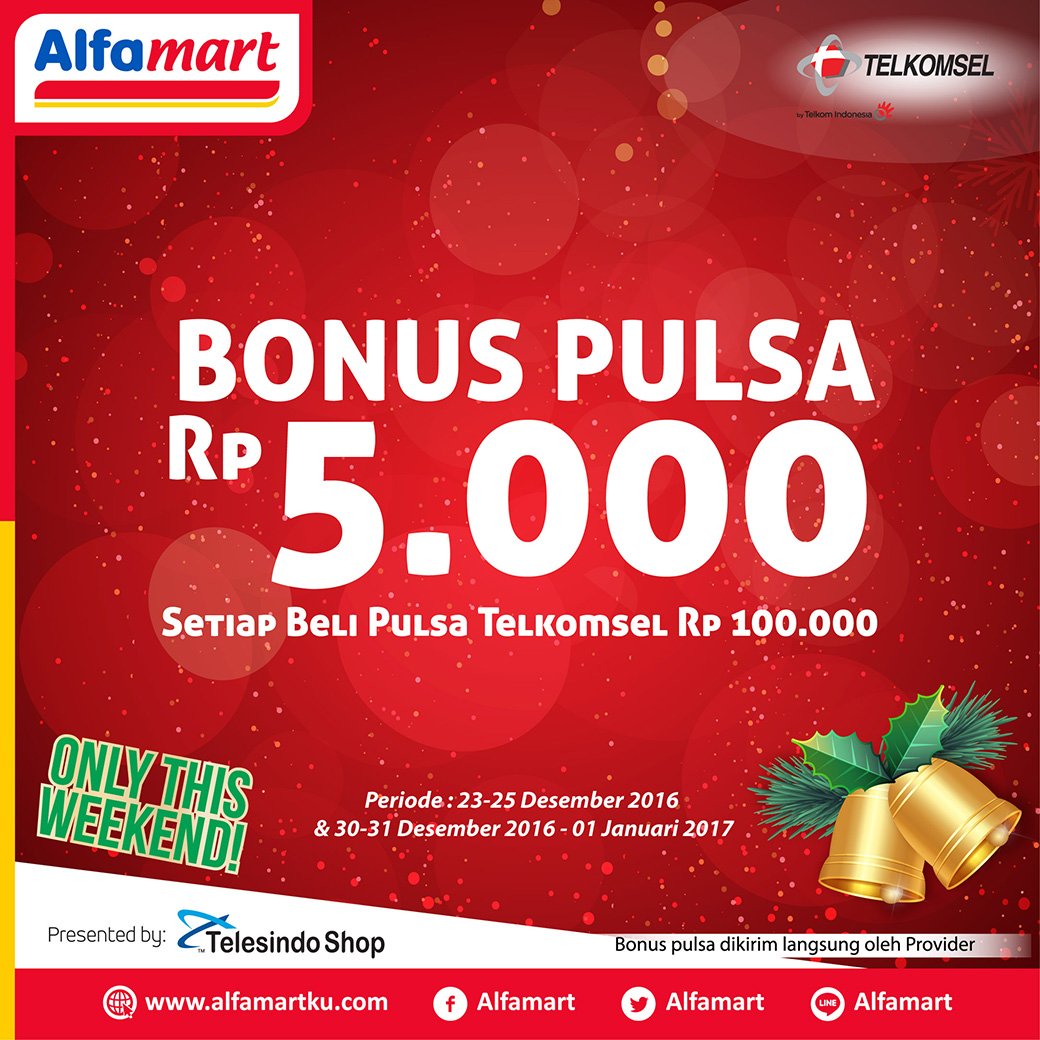 Bonus pulsa Rp 5.000 setiap beli Pulsa Telkomsel Rp 100.000