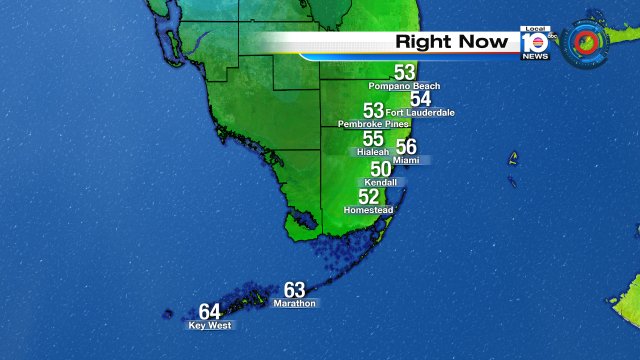 CHILLY IN SOFLO - It's a chilly morning as temps keep on falling in to the lower 50s across #SouthFlorida #Flwx https://t.co/H9enWYejuJ