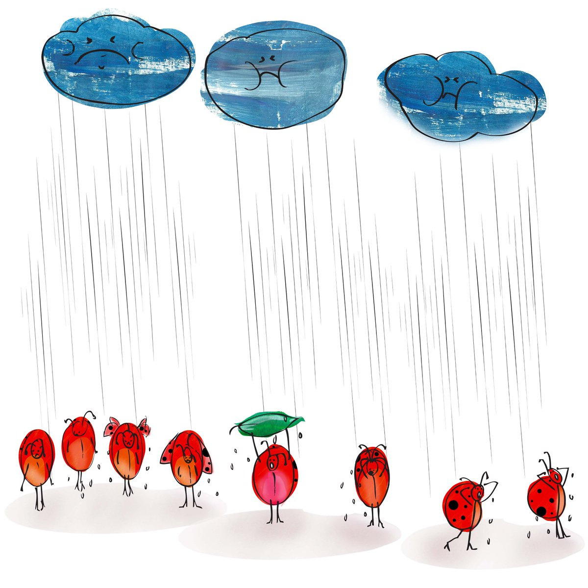TopBedtimeStory's tweet photo. The heavens opening at the ladybird parade!! 😊😊😊 https://t.co/ZILyKPS443 #illustrationdaily #BedTimeStory #illustration #kids #books https://t.co/5TBnPdZU4g