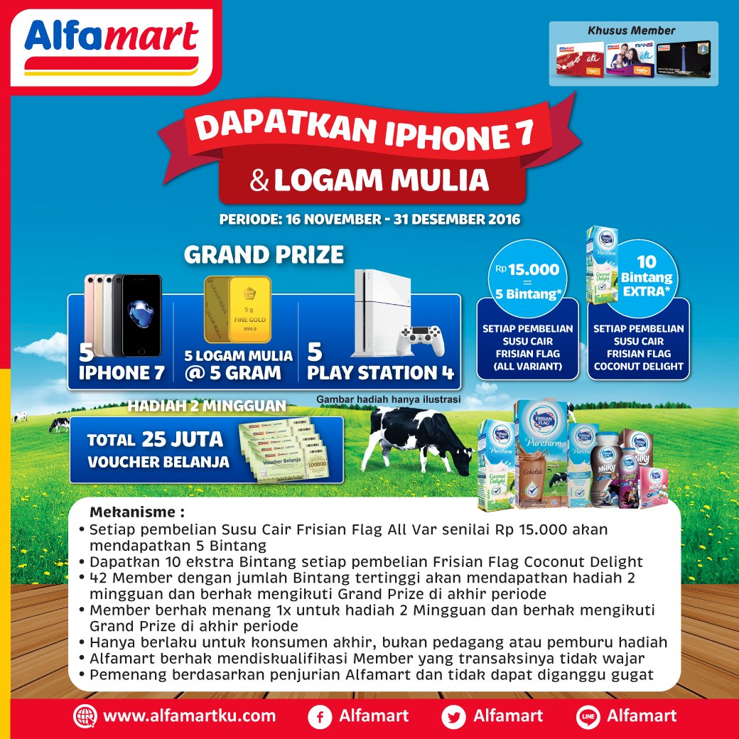 Dapatkan iPhone 7 &amp; Logam mulia setiap pembelian Susu Cair Frisian Flag senilai Rp 15.000. Info ow.ly/1ooG307wv5f