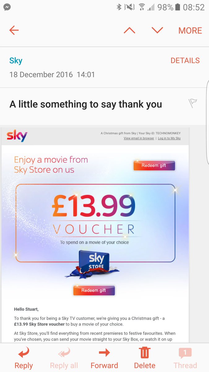 Stuart_Scott's tweet photo. @SkyHelpTeam Sky Q is back up. And running, I have a bought a film but how do I redeem my Christmas gift voucher? https://t.co/jbKggZ4Cmd
