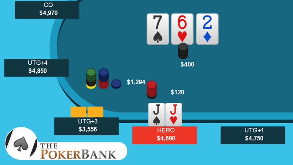 ThePokerBank's tweet photo. You have JJ early in a tournament...do you go for the homerun or fold and preserve? https://t.co/ABvc5jx2FN https://t.co/FWNla04N1x