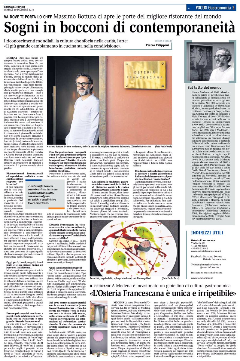 Sul <a href="/giorndelpopolo/">Giornale del Popolo</a> chiudiamo l'anno in bellezza all'<a href="/osteriafrancesc/">osteriafrancescana</a> con i SOGNI IN BOCCONI DI CONTEMPORANEITÀ di <a href="/massimobottura/">massimobottura</a>!