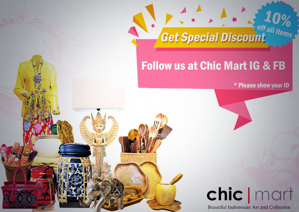 FOLLOW US and get a discount 10% off if you shop at our store and show ID card