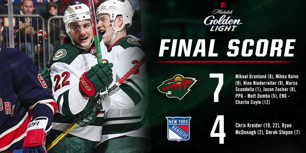 NEW FRANCHISE RECORD! #mnwild wins its 10th consecutive game! #MINvsNYR