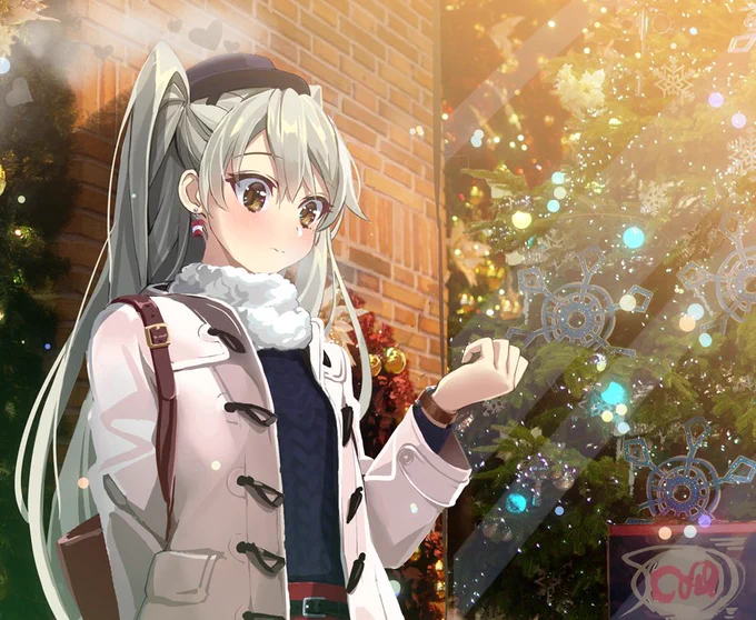 クリスマス待ち合わせ天津風。ソワソワ
冬コミ新刊から1枚。 