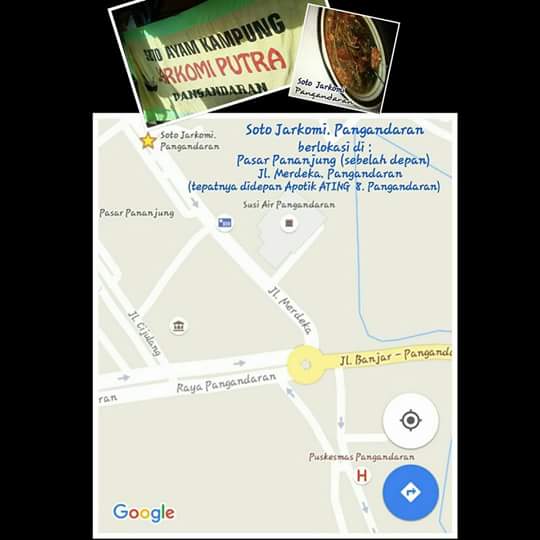 Soto Jarkomi Pangandaran
Jl. Merdeka. (Sebelah utara Pasar pananjung)
Kontak :
Pin BB : 7DA360F8
Hp : 085864885387