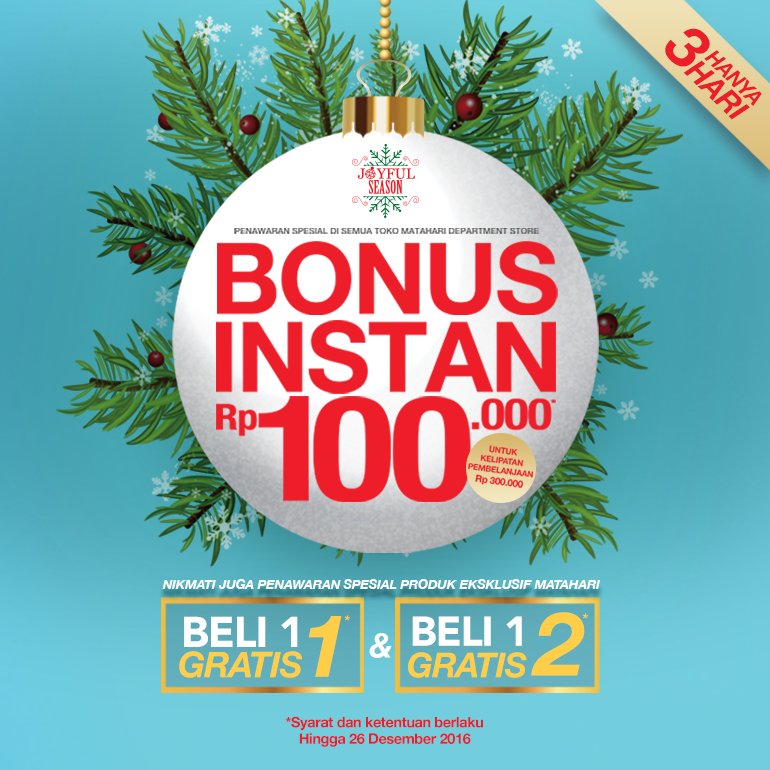 GayaMatahari's tweet photo. Knp Matahari selalu kasih bonus? Krn kami terlalu cinta sama kalian semua... *kiss

*Syarat dan ketentuan berlaku
*Promo sampai 26 Des 2016 https://t.co/3pN1VUNfTi