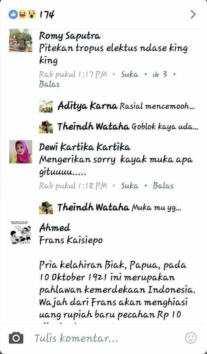 Sekalinya ada Pahlawan Nasional dari Tanah Papua yang diabadikan dalam pecahan rupiah, begini sambutan orang-orang ini. Memalukan...