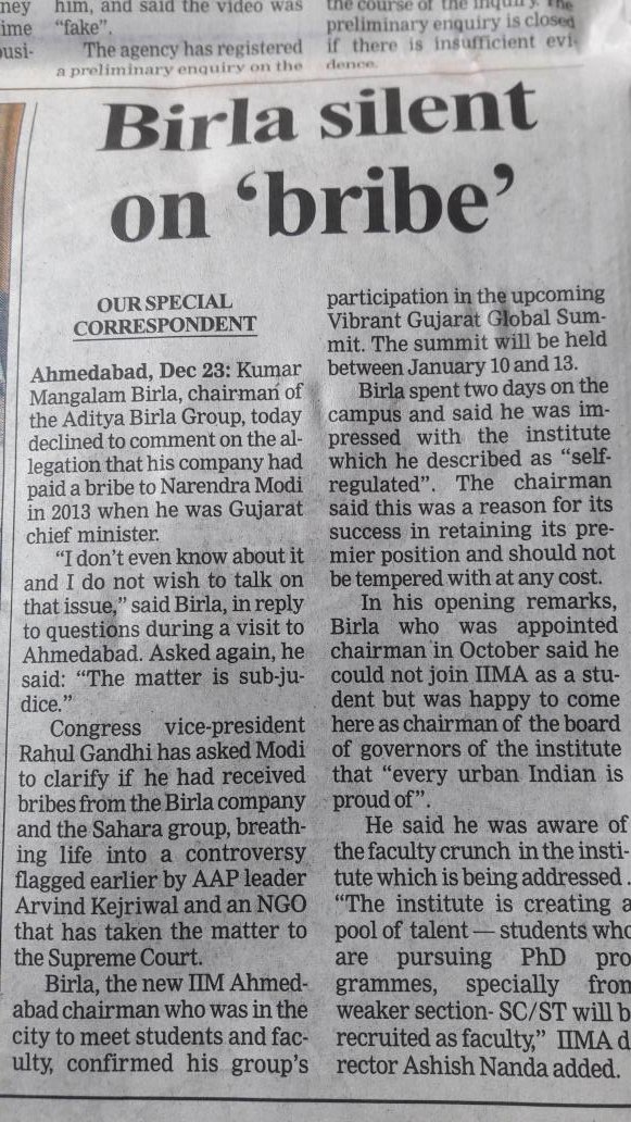 anupamdeb775's tweet photo. Modiji, the nation is anxious to know your response to RaGa's bribery charge since Birla is silent on 'bribe' #ModiCorruptionExposedAgain https://t.co/DdIwh4LUEV