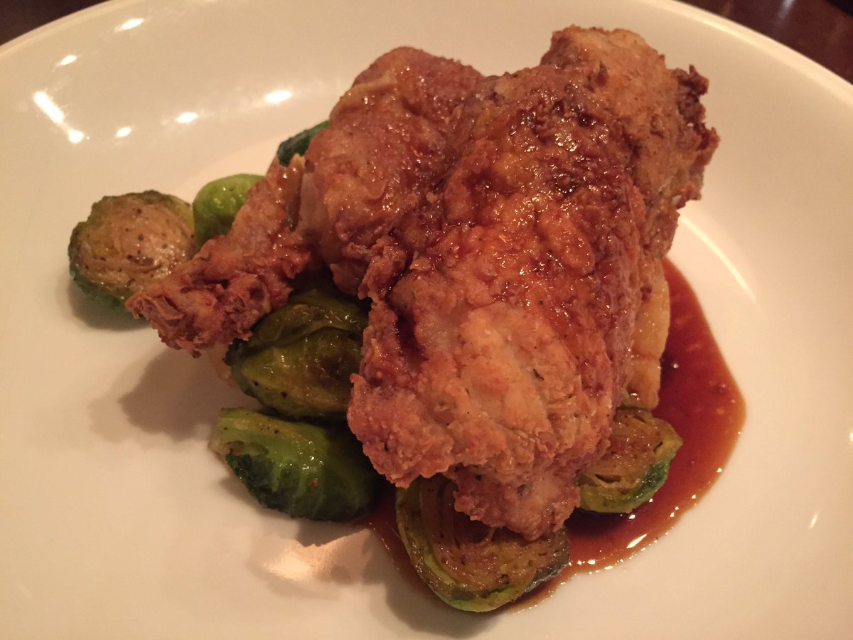 Fried Chicken at <a href="/parccalgary/">PARC Calgary</a>. It's good. Especially with the maple syrup and brussel sprouts.