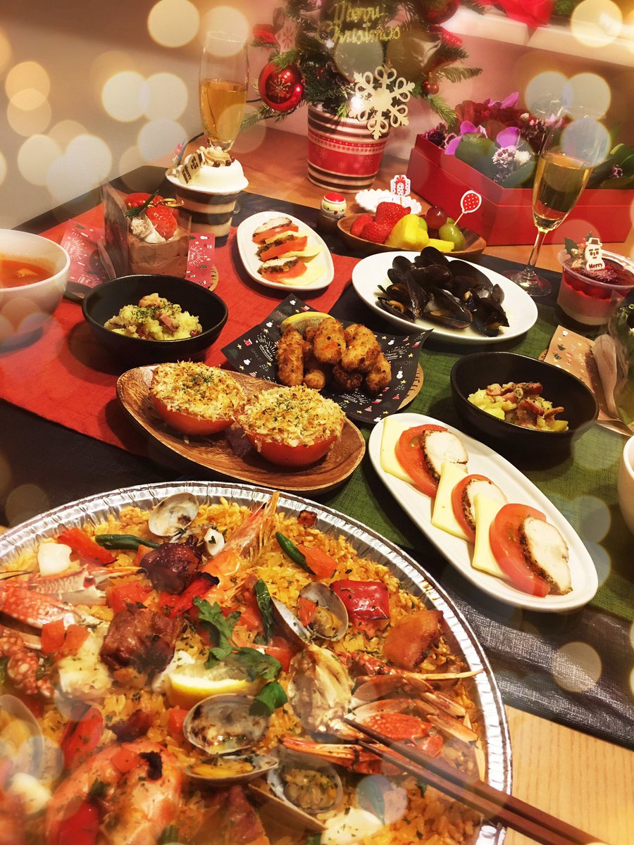 仔飴 昨日お友達と2人でクリスマスパーティのお料理と飾りつけしたよ パエリアとケーキ以外のお料理と リースとかも100均で材料買って手作りして楽しかった v 仔飴 昨日お友達と2人でクリスマスパーティのお料理と飾りつけしたよ パエリアとケーキ以外のお料理と リースとかも100均で材料買って手作りして楽しかった v