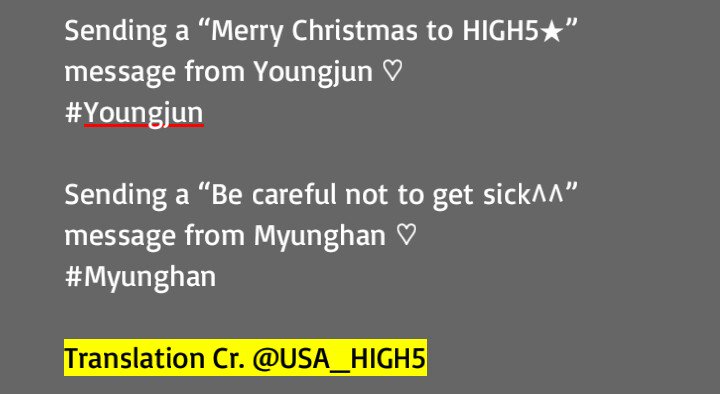 USA_HIGH5's tweet photo. 📝 [TRANS] 161224 HIGH4 JP Tweet (Myunghan &amp; Youngjun Christmas Messages) https://t.co/cCKTlsW2XL