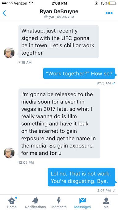 Wait I got asked to be in a "leaked" sex tape with a supposed aspiring UFC fighter today lmfaooooo I'm<a href="/tag/isthatsunburnorabadspraytan"class="tags"><span>#isthatsunburnorabadspraytan</span></a>