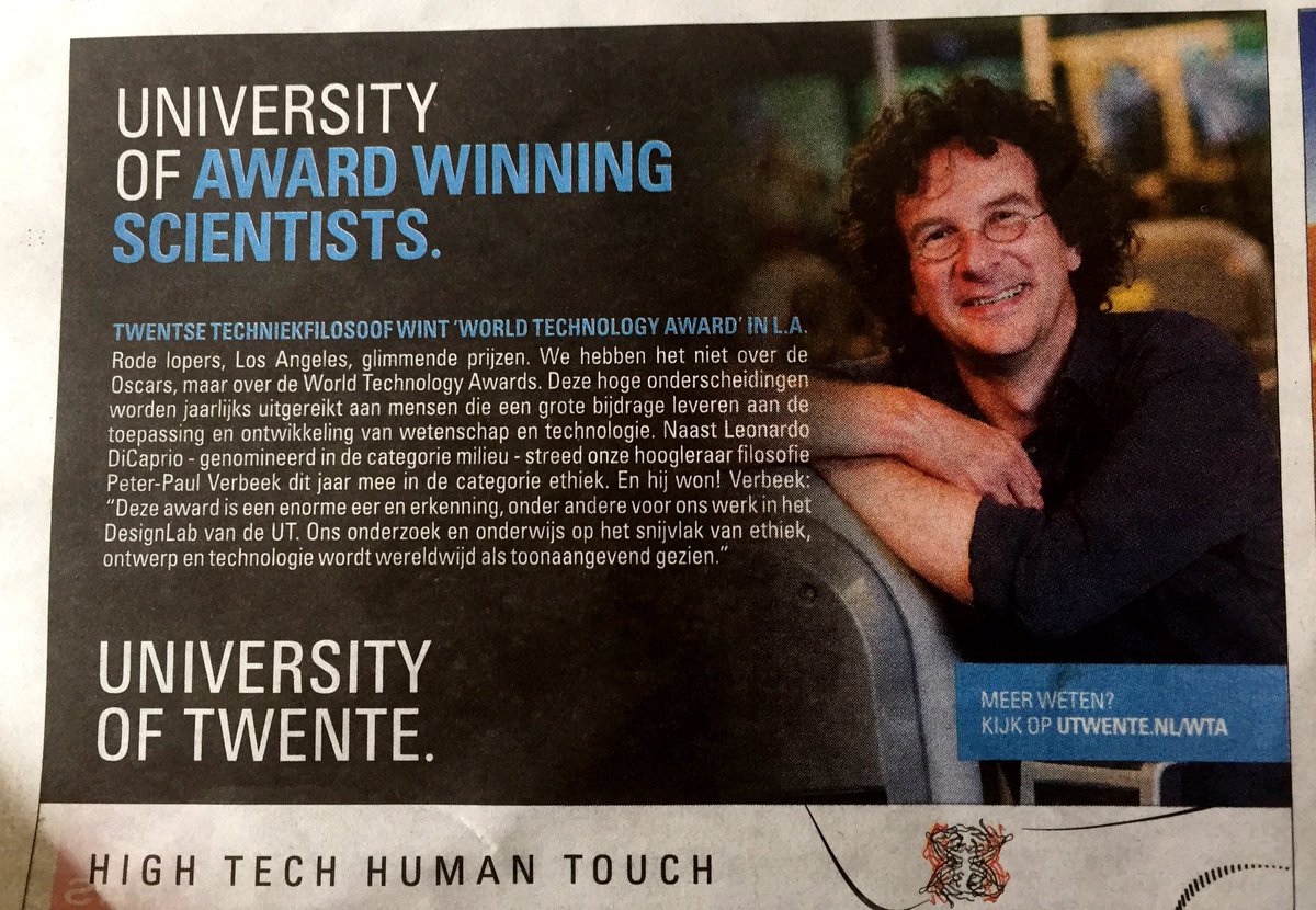 MoniqueRoosen's tweet image. Gefeliciteerd @ppverbeek met de World Technology Award! #hightechhumantouch Ethische kijk op technologische ontwikkelingen is hard nodig!