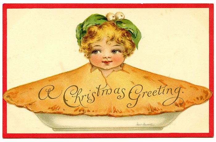 It's Xmas eve! Second to last of our creepy #Victorian #vintagexmascards series Coll. by #TuckDBEphemera What's for dinner? #BabeInPie 🎄