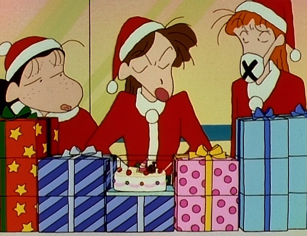 クレヨンしんちゃんbot على تويتر クリスマスにはケーキだゾ クリスマスにケーキ販売のバイトをする紅さそり隊の師匠たち だけどなかなか ケーキを売ることができない師匠たちで