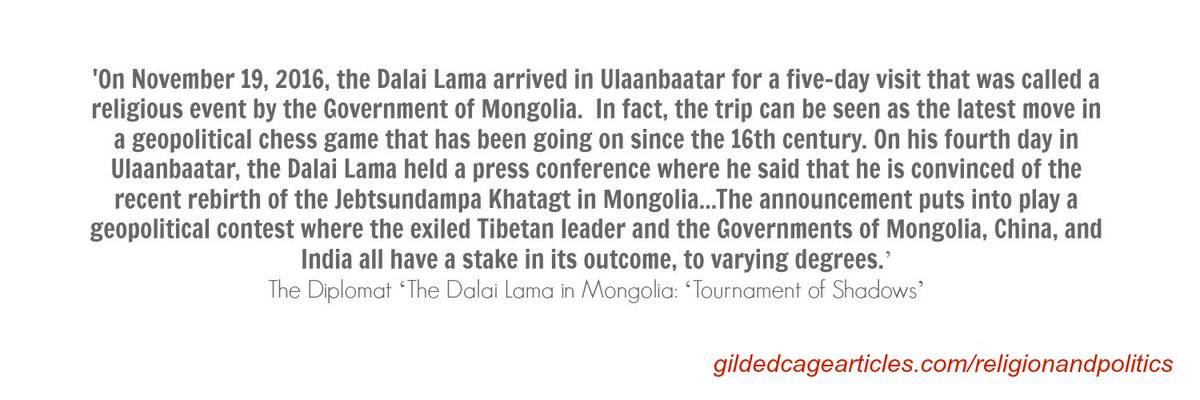 Read here why China wanted Mongolia to ban the Dalai Lama for life and why #Mongolia agreed to do so gildedcagearticles.com/religionandpol… #Tibet