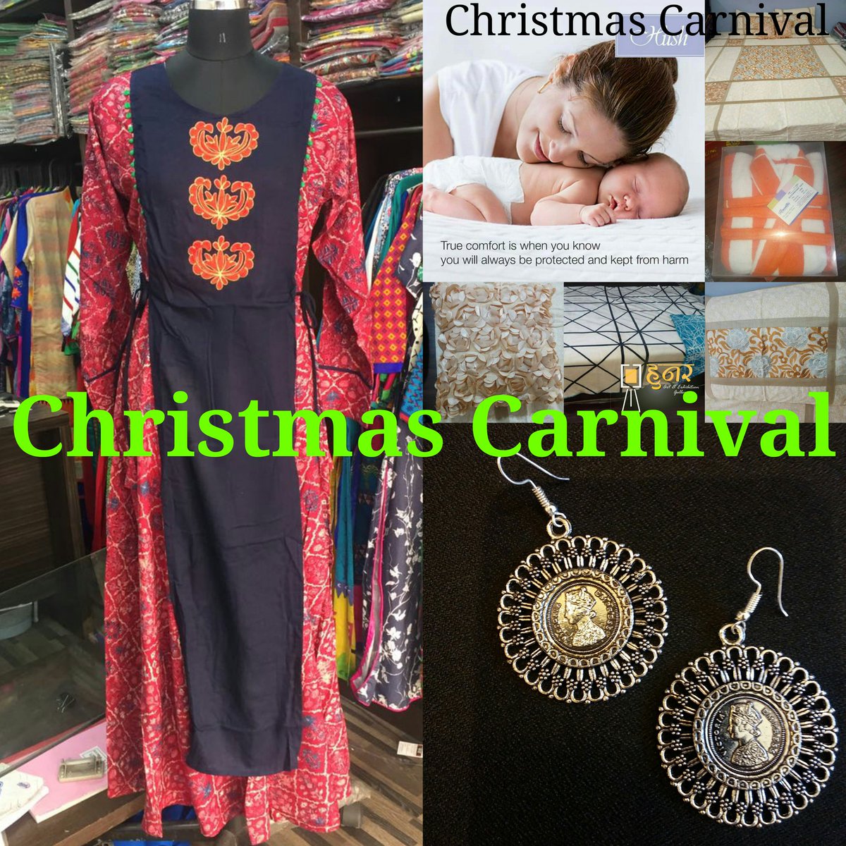 Hunar2016's tweet image. Christmas Carnival
Starts Today
Venue: Hunar Exhibition Gallery
#exhibition #Christmasfun #jewelry #HomeDecor #designer #dresses #buynow