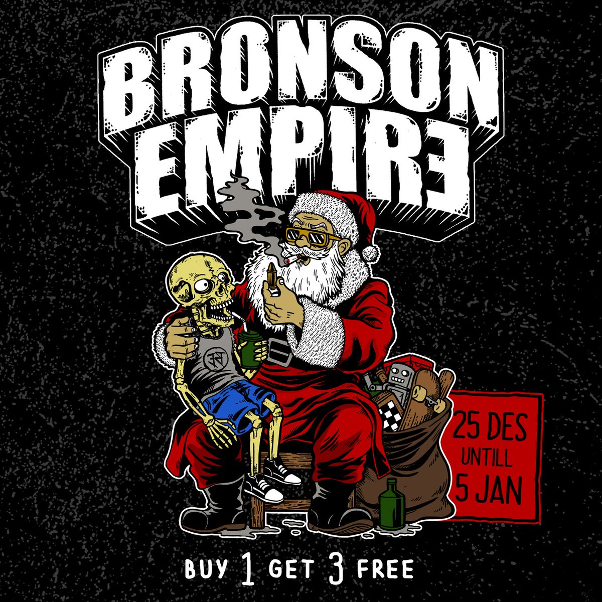 Marry X-Mas &amp; Happy New Year
Mulai 25 desember 2016 sampai 5 Januari 2017 
Bronson Empire sale untuk semua produk 
Beli 1 dapat 4 item !