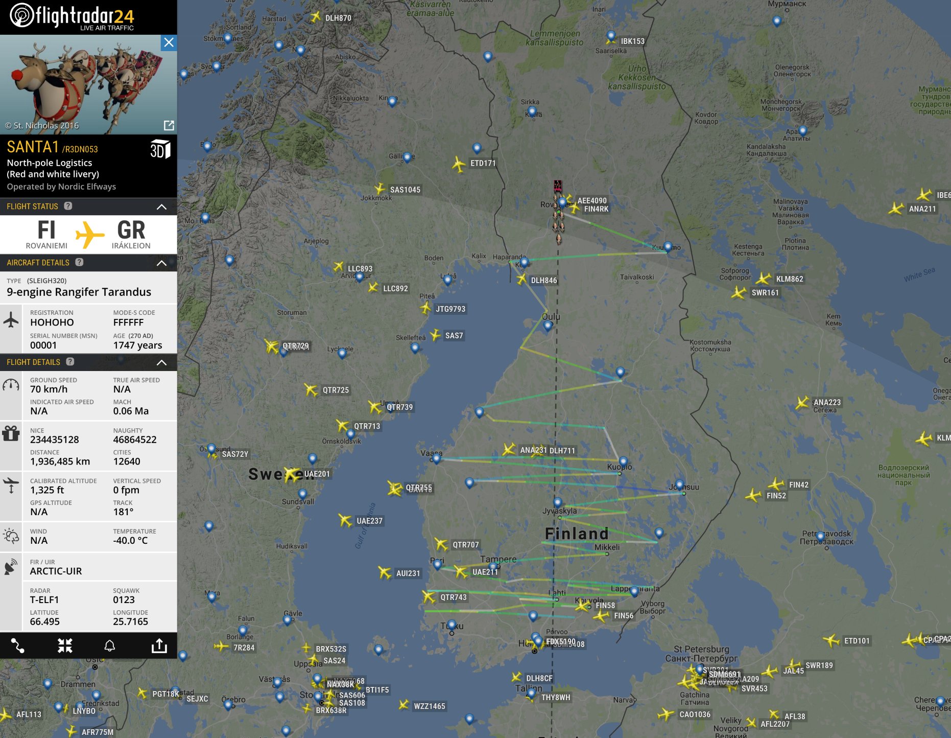 Flightradar24 On Twitter: Santa Was Just Spotted Flying Over Finland! Have  You Seen Santa Yet? Https://T.co/Gvsfstnkuk #Merrychristmas  Https://T.co/7Oxhwbni7v / Twitter