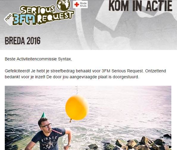 syntaxleiden's tweet image. WE DID IT! het streefbedrag van € 1337 gehaald! Wat fantastisch mooi! Bedankt voor alle steun en donaties!  #3FM #SR16 #Syntax4Charity