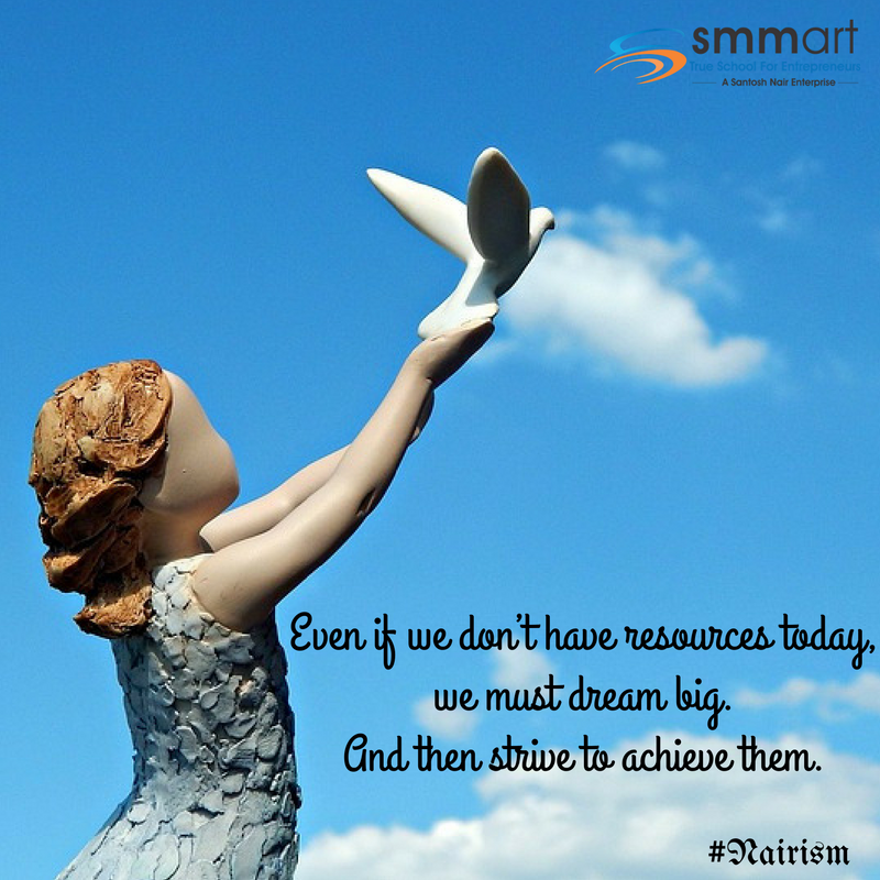 IamSantoshNair's tweet photo. Even if we don’t have resources today, we must dream big.
And then strive to achieve them.
#Nairism https://t.co/gJNM0yagJH