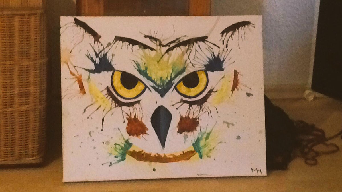 Well, tried out my creative streak #owl #art #modernart #painting