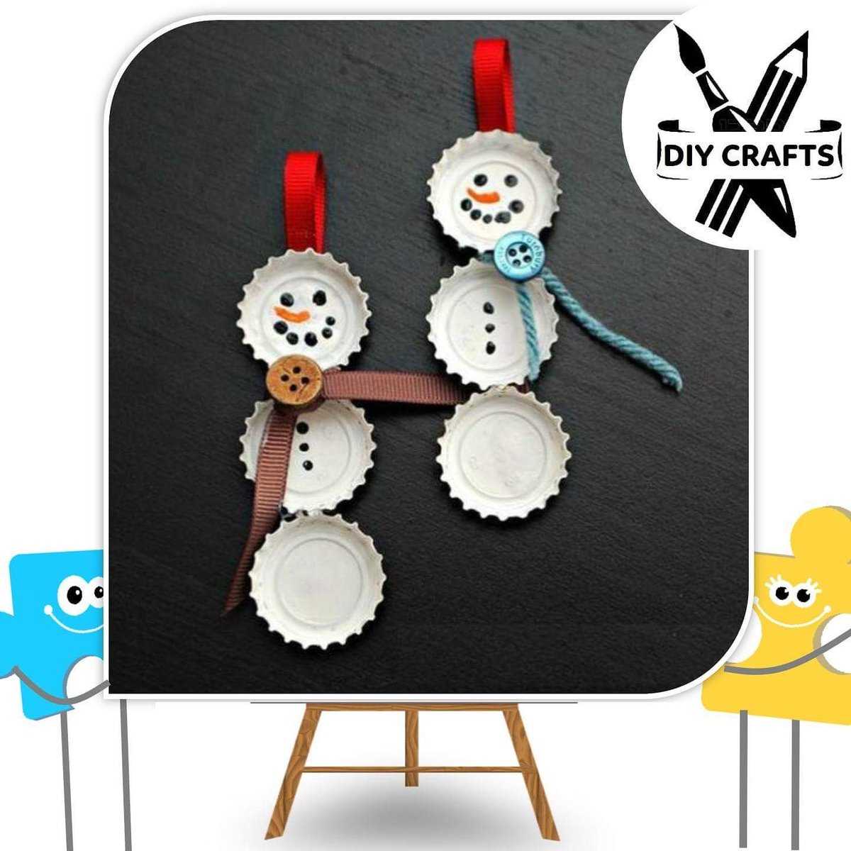 mindgrovecolaba's tweet photo. This bottle cap snowman is just right for your child's study table. #DIYCraft https://t.co/SgAQB4DYmS