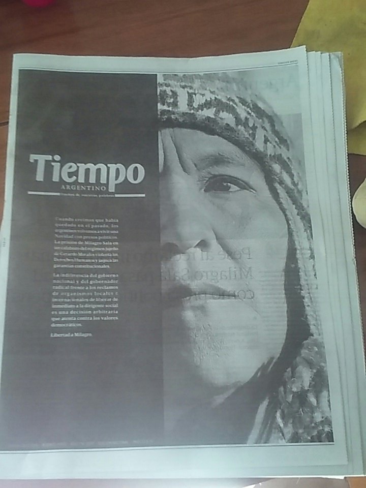 Esto es la tapa de un gran diario hecho por colegas comprometidos