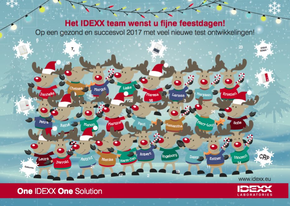 IDEXXnl's tweet photo. Wij wensen alle #dierenartsen en #assistentes fijne feestdagen en een succesvol 2017 met veel nieuwe ontwikkelingen! https://t.co/9rz8x5bFlQ