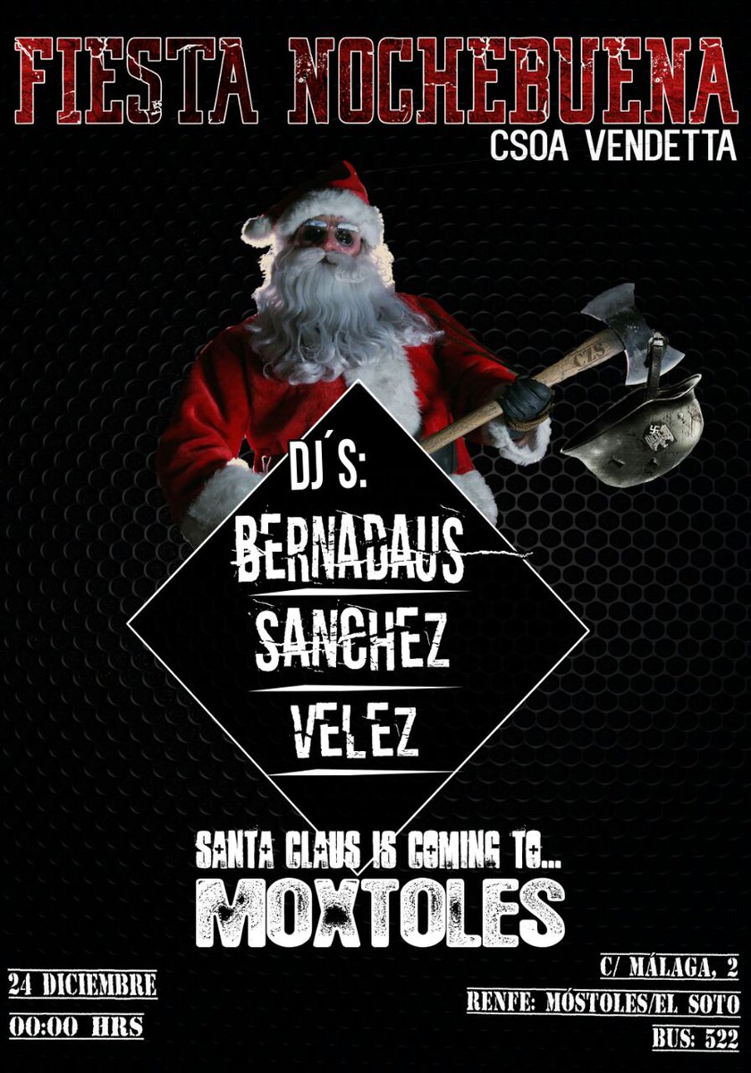 CSOAVendetta's tweet photo. Santa Claus is coming to... Moxtoles

Os esperamos esta noche a partir de las 00:00 con pinchada de DJ's! https://t.co/3IRVTuKXTr