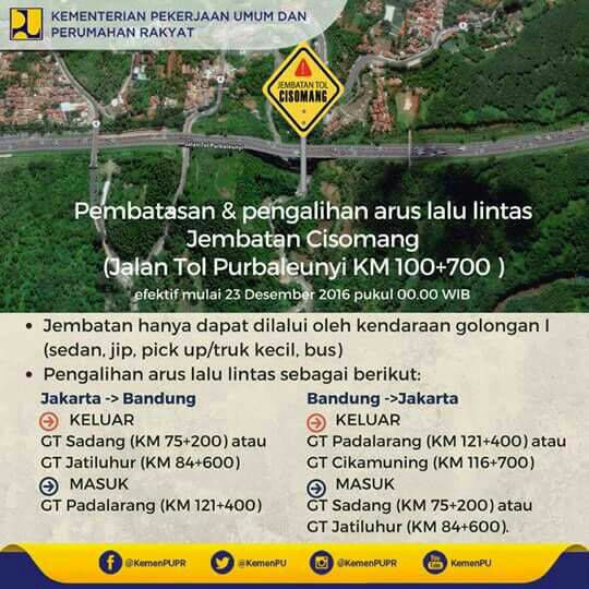okfadel's tweet photo. Pembatasan &amp; pengalihan arus lalu lintas jembatan Cisomang https://t.co/31Dwi75BFS