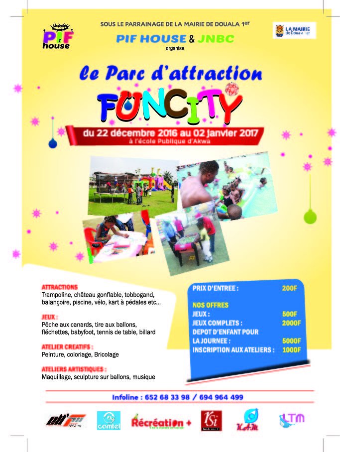 JumiaHouseCM's tweet photo. #BonPlan!
Vous avez des enfants, des neveux, des nièces ...?
Rendez-vous à #FunCity! https://t.co/BLcQD5XRCH