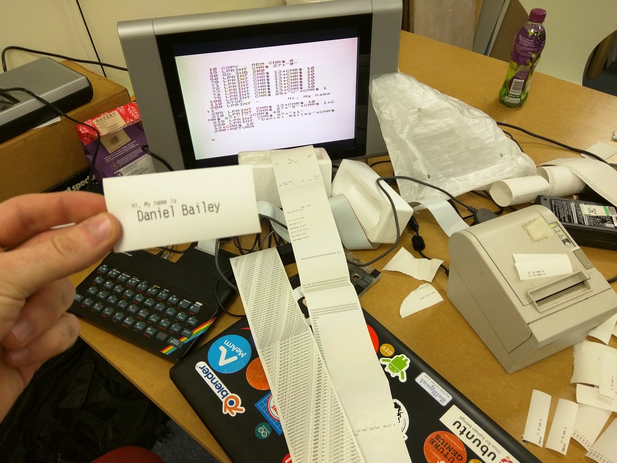 yorkhackspace's tweet photo. With a ZX Spectrum powered badge printer, the space has been thoroughly badged.
https://t.co/k0xQay4pna https://t.co/EBECgKX4v3