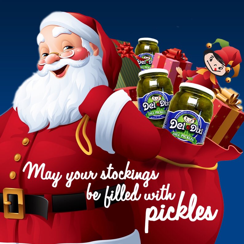 Del_DixiPickles's tweet photo. Merry Christmas Eve! We hope Santa treats you well this year. Don't forget to leave out some #DelDixi Pickles for the Big Guy to try! ☺️ https://t.co/scmucbyHbD