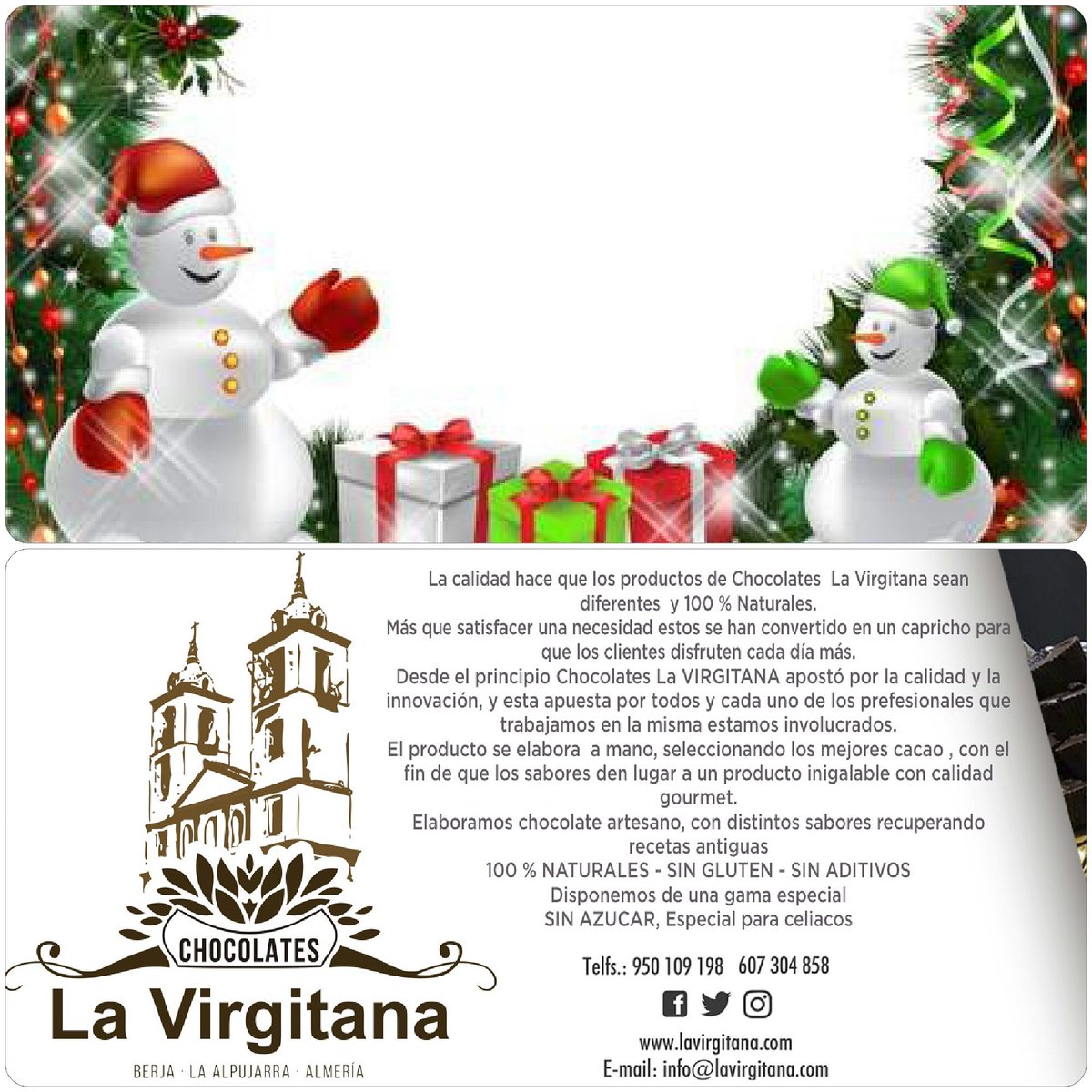 LVirgitana's tweet photo. Os deseamos Feliz Navidad y un propero año 2017,el equipo humano de Chocolates La Virgitana. https://t.co/PRGXpl6qiy