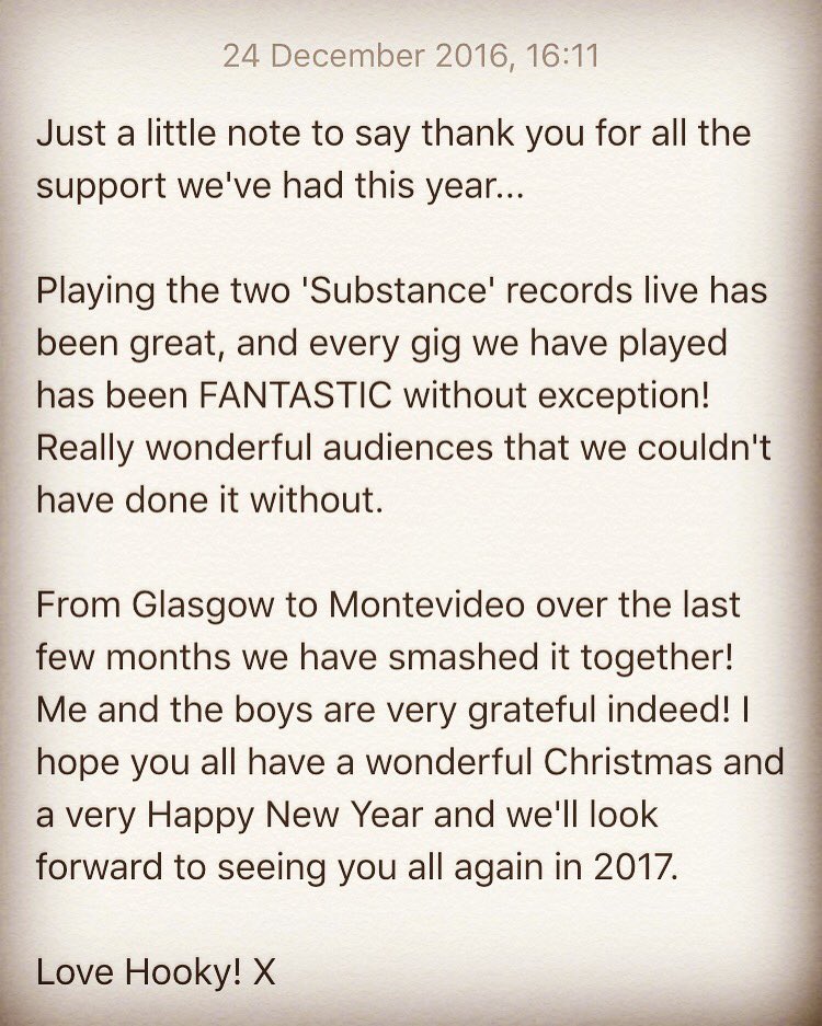 peterhook's tweet photo. Best wishes to everyone! See you in 2017! Love Hooky. X ✌️ https://t.co/EbgIvaLqhZ