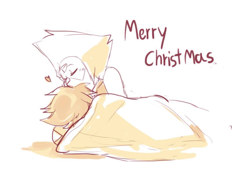 “Lapis likes sleeping and Peridot know that
so she won't disturb her. Merry Christmas everyone.:3”