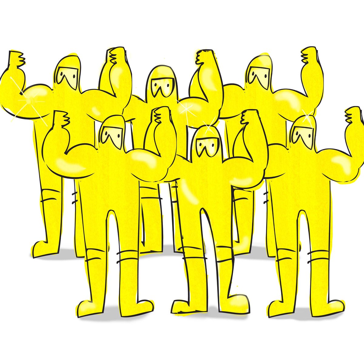 TopBedtimeStory's tweet photo. Pic of our six big brutes in yellow suits! 😂 😂 😂 Enjoy full story on https://t.co/ZILyKPS443 #BedTimeStory @MumsnetTowers @ladybirdbooks https://t.co/gCWKZ4uirO