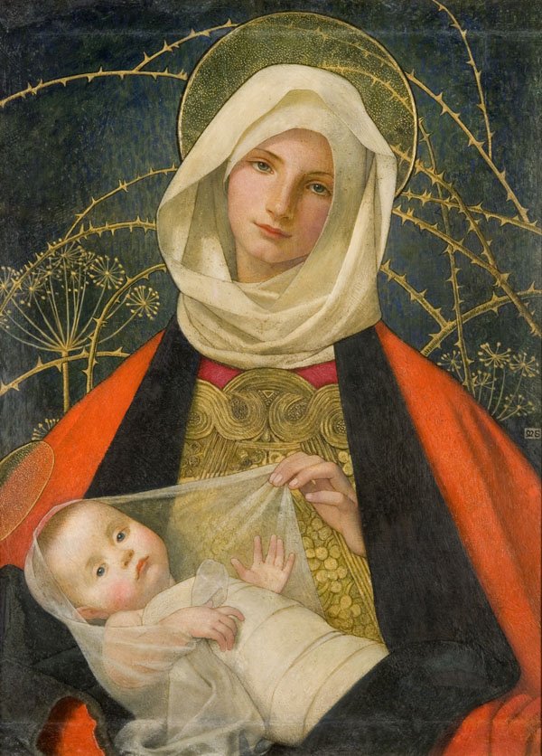 Our final advent picture is taken from the collection is Madonna and Child by Marianne Stokes. It was the 1st Class Christmas stamp in 2005.