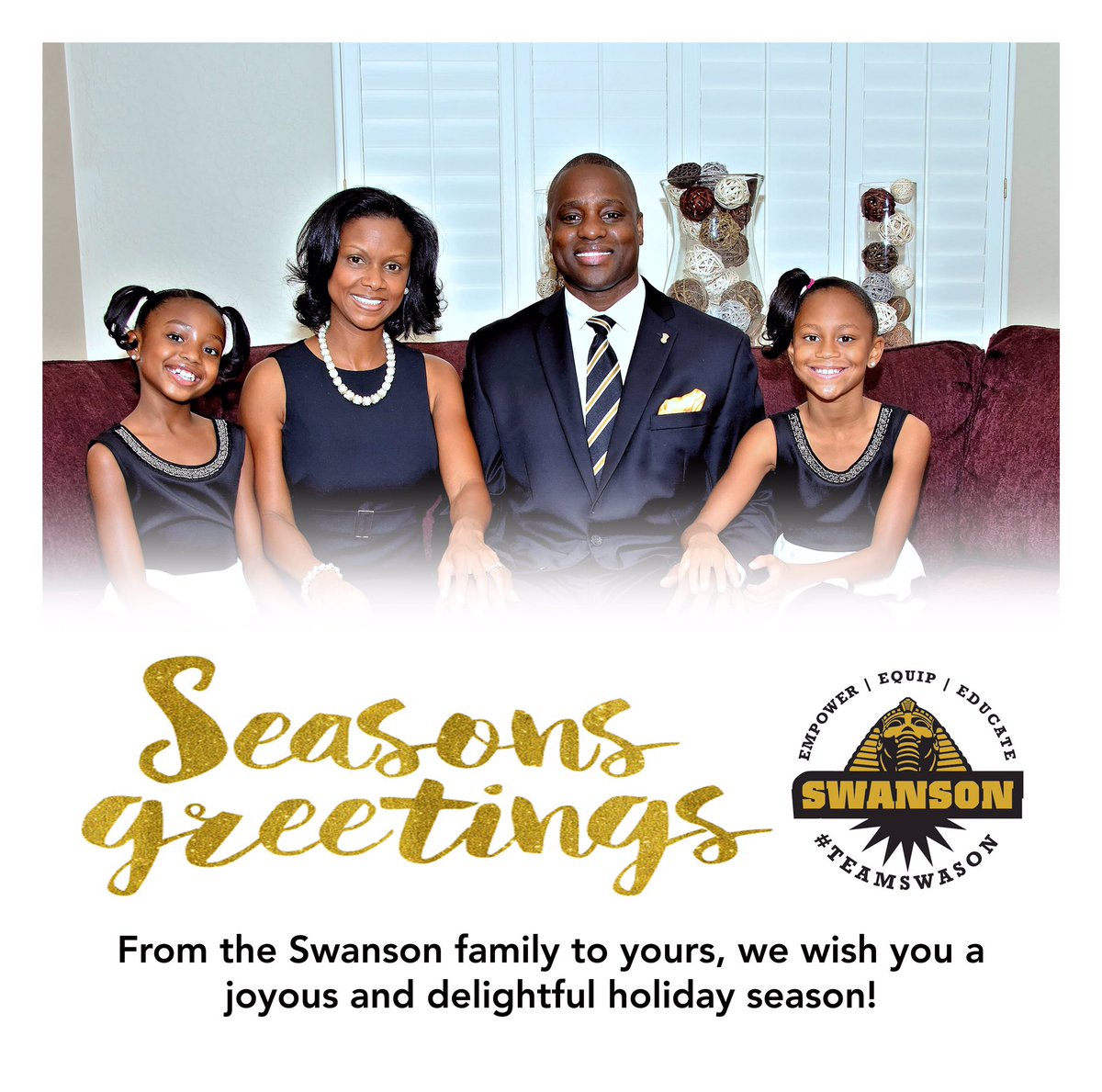 Swanson4WRVP's tweet photo. From our family to yours:
Seasons Greetings and Happy Holidays!!! Peace on earth and goodwill to men!
#TeamSwanson #DS4WRVP #APHIA #AKA https://t.co/sIH8FOIQh0