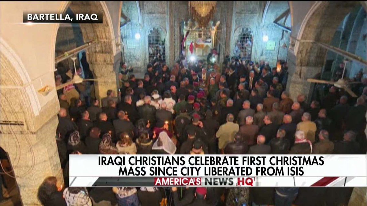 FoxNews's tweet photo. Iraqi Christians celebrate first Christmas Mass since city liberated from ISIS. https://t.co/SwTthMF1Hs